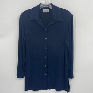 CHICOS Travelers Womens Shirt Size 0 US S Long Sleeve Button Up Stretch Slinky